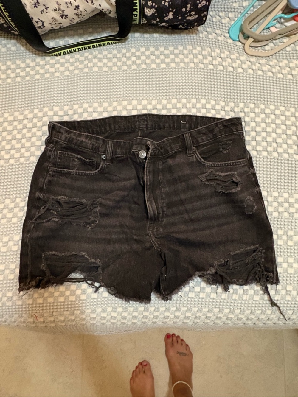 American Eagle Outfitters Black Distressed Jean Shorts